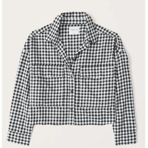 Abercrombie & Fitch 90s Cropped Flannel Plaid Shirt XS